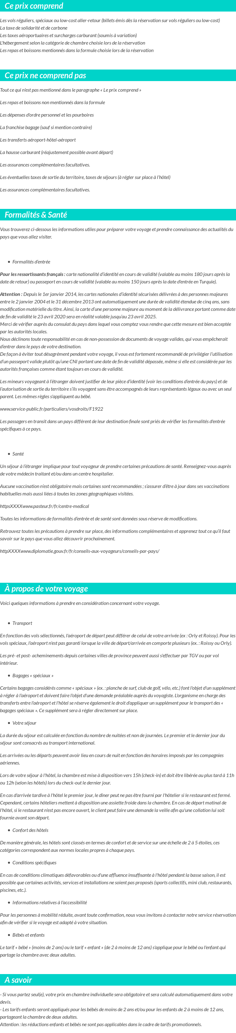 Conditions tarifaires