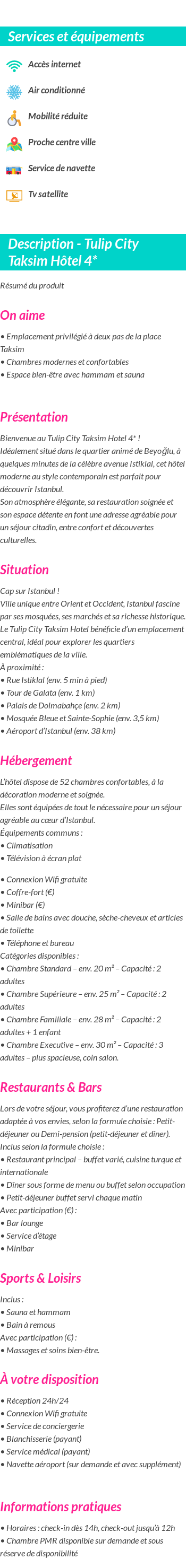 Détails du séjour