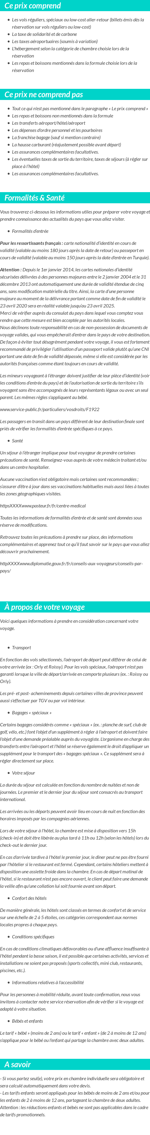 Conditions tarifaires