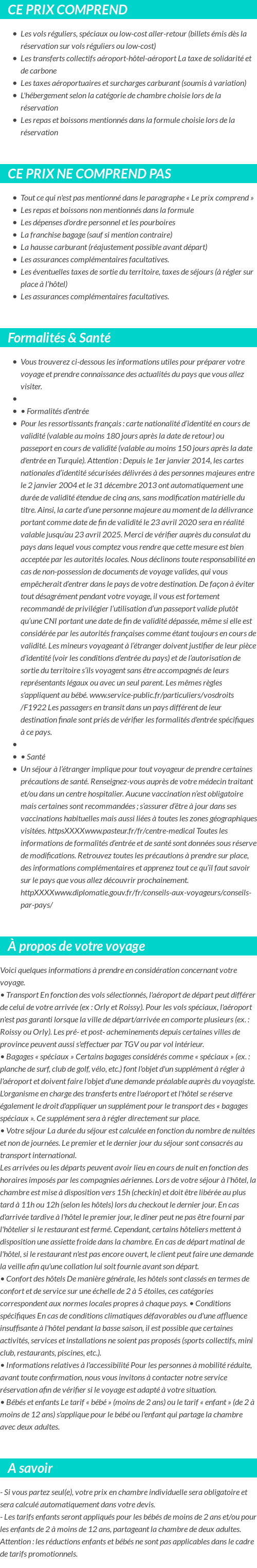 Conditions tarifaires