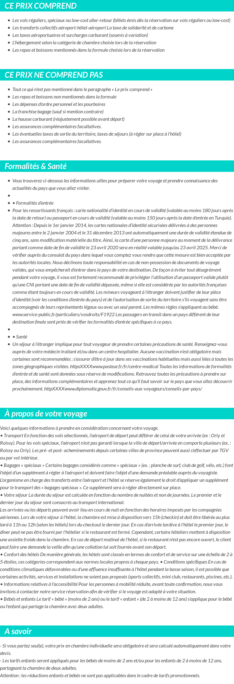 Conditions tarifaires