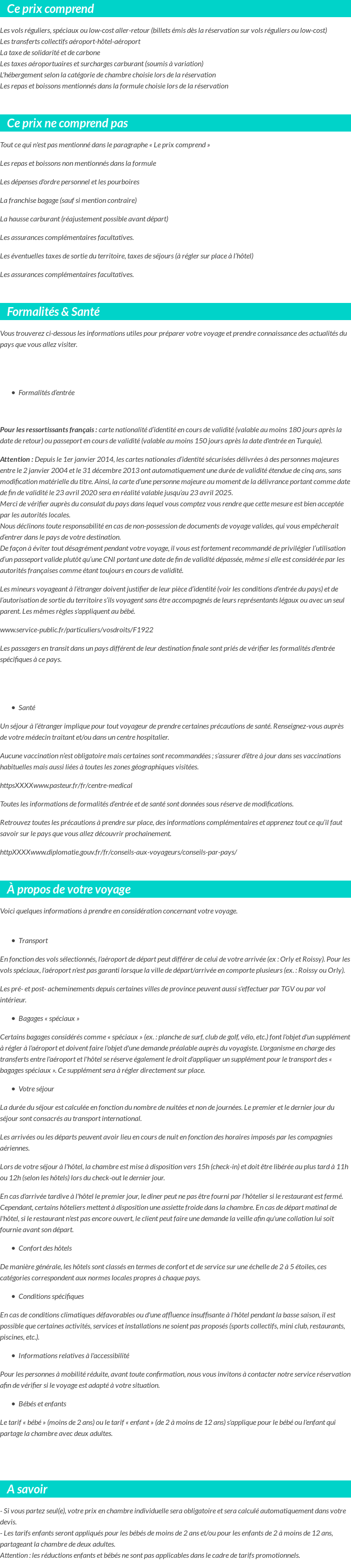 Conditions tarifaires