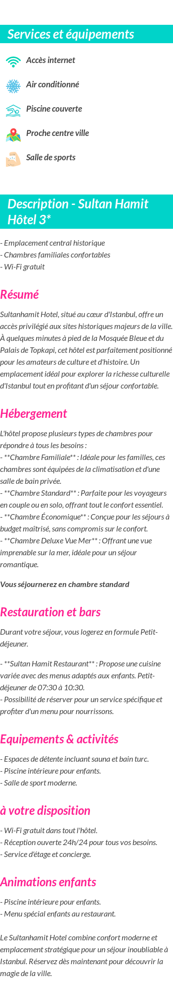 Détails du séjour