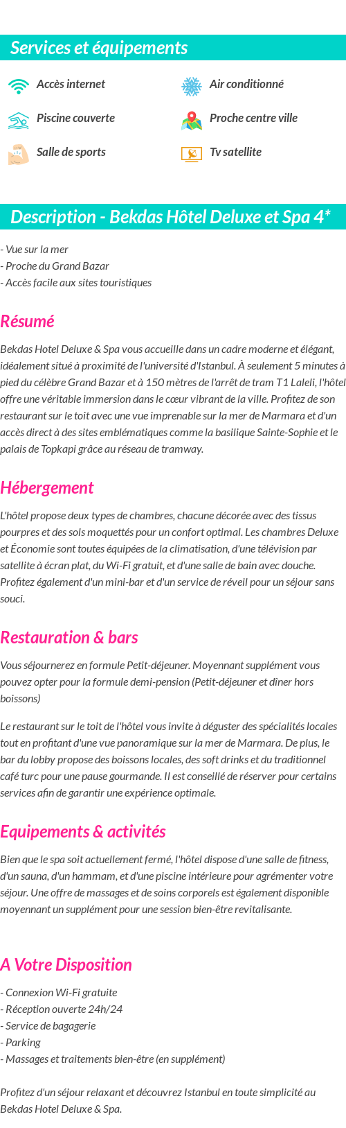 Détails du séjour