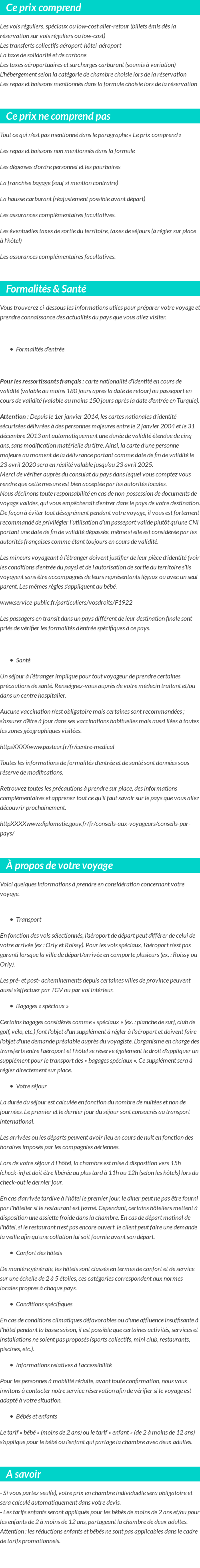 Conditions tarifaires