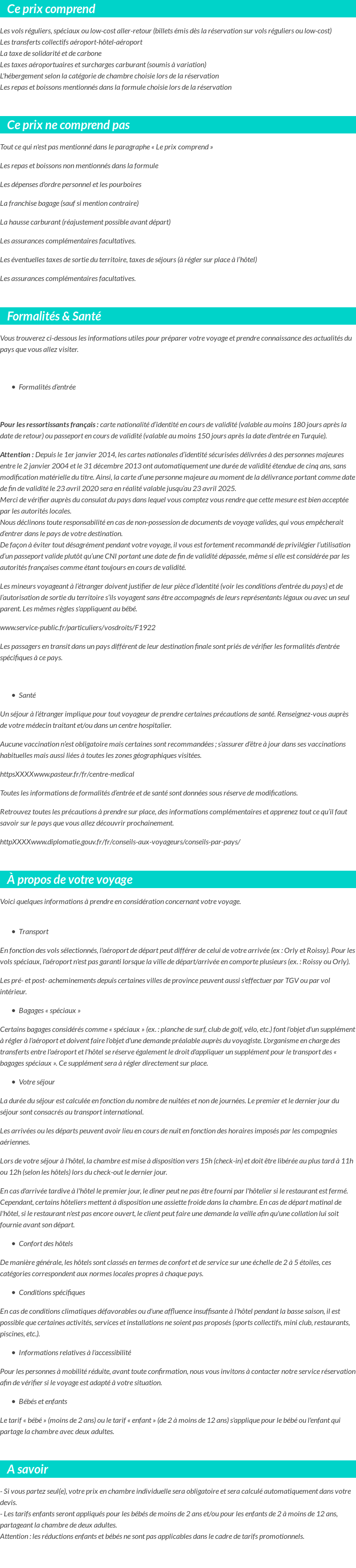 Conditions tarifaires