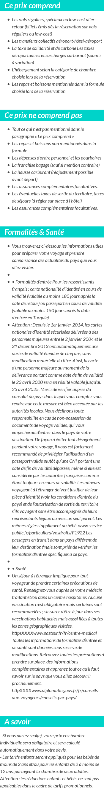 Conditions tarifaires