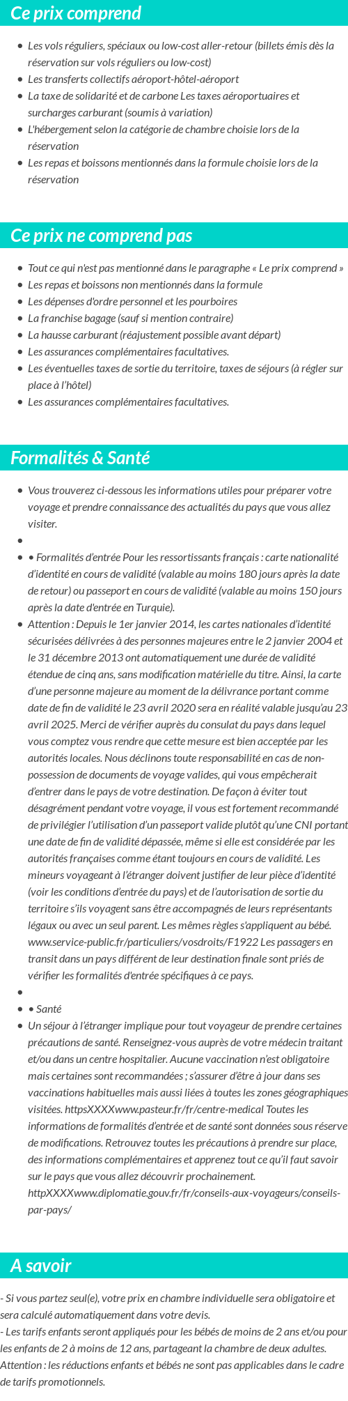 Conditions tarifaires