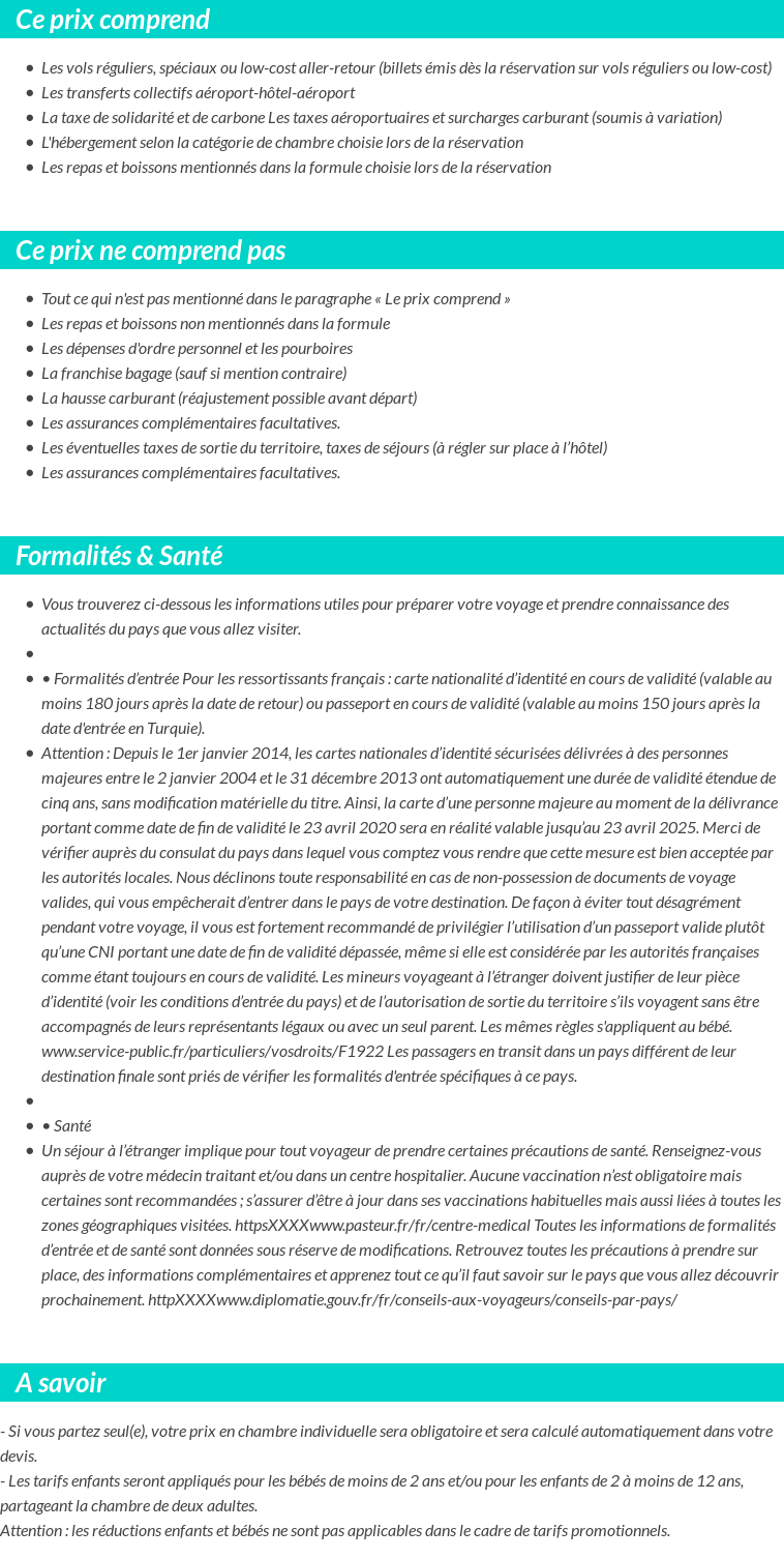 Conditions tarifaires