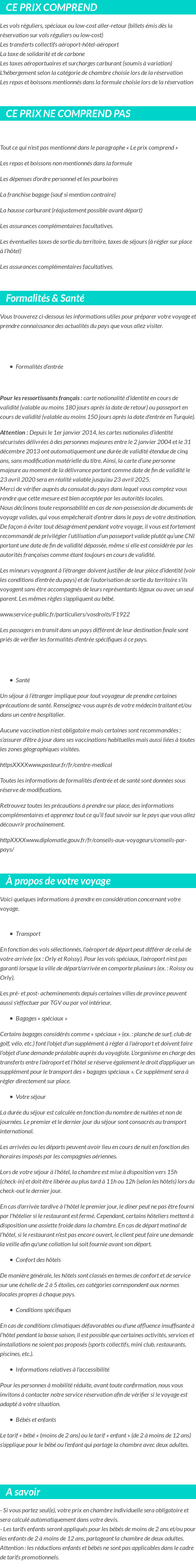 Conditions tarifaires