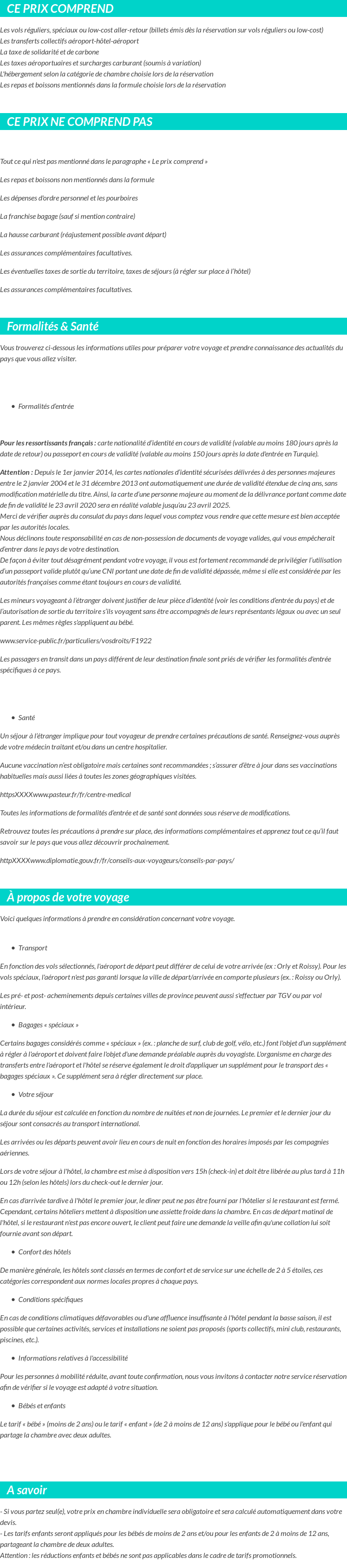 Conditions tarifaires
