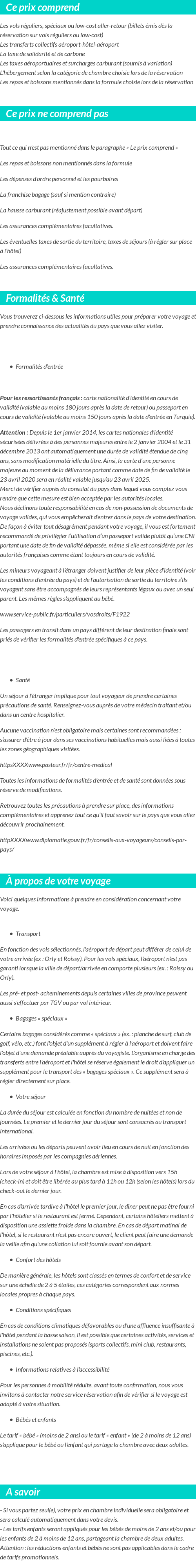 Conditions tarifaires