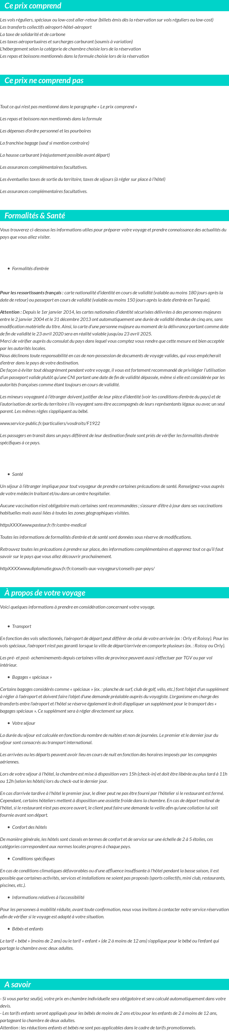 Conditions tarifaires