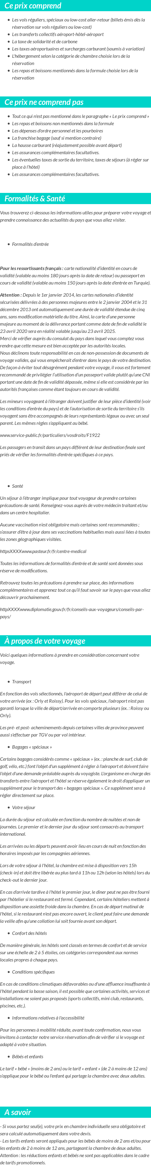 Conditions tarifaires