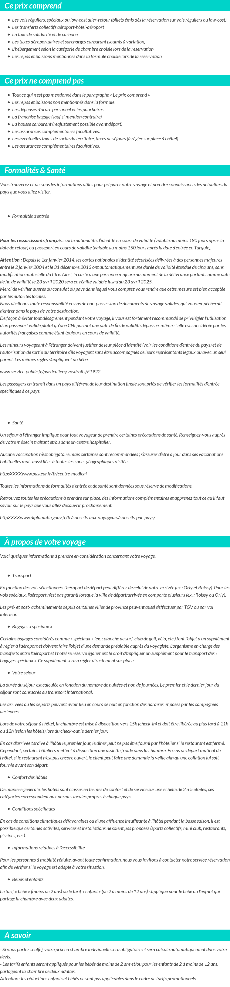 Conditions tarifaires