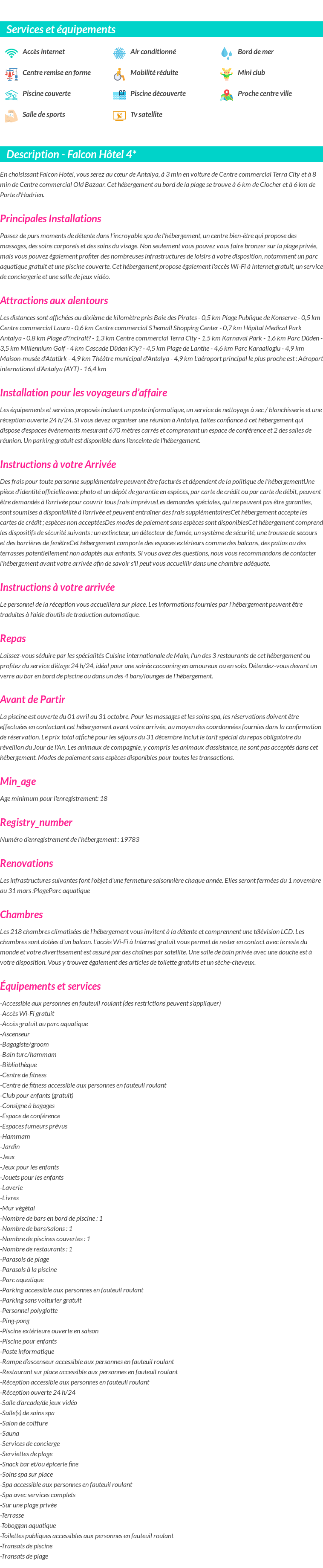 Détails du séjour
