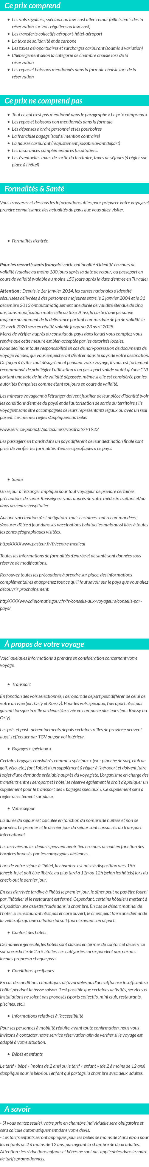 Conditions tarifaires