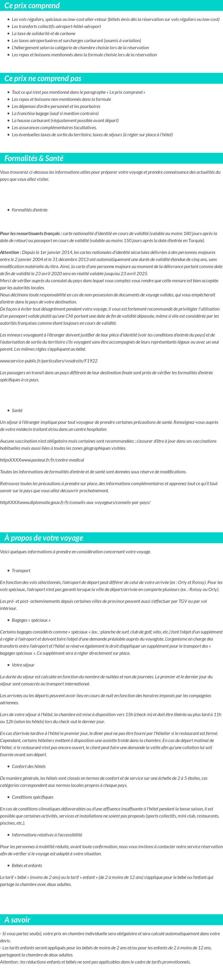 Conditions tarifaires