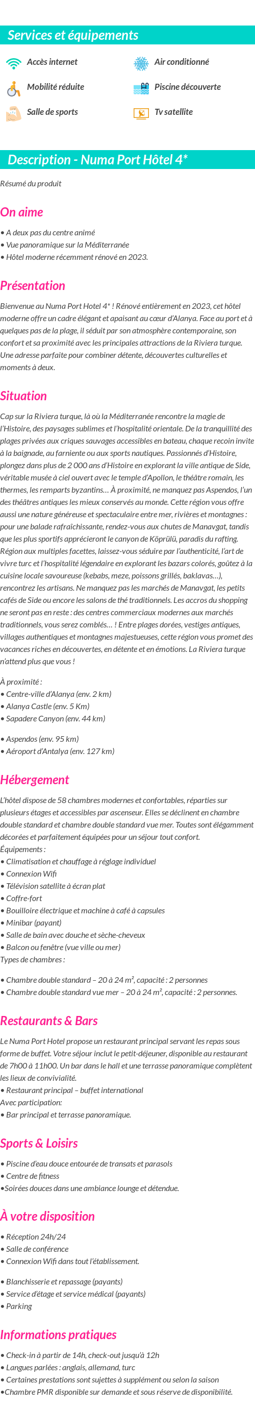 Détails du séjour