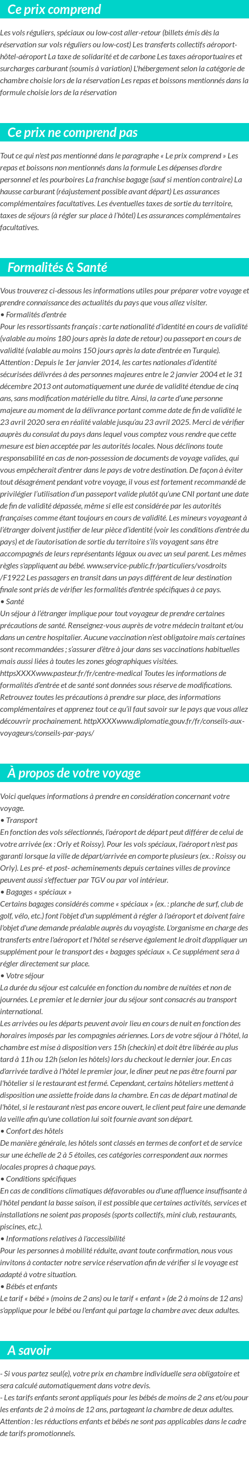 Conditions tarifaires