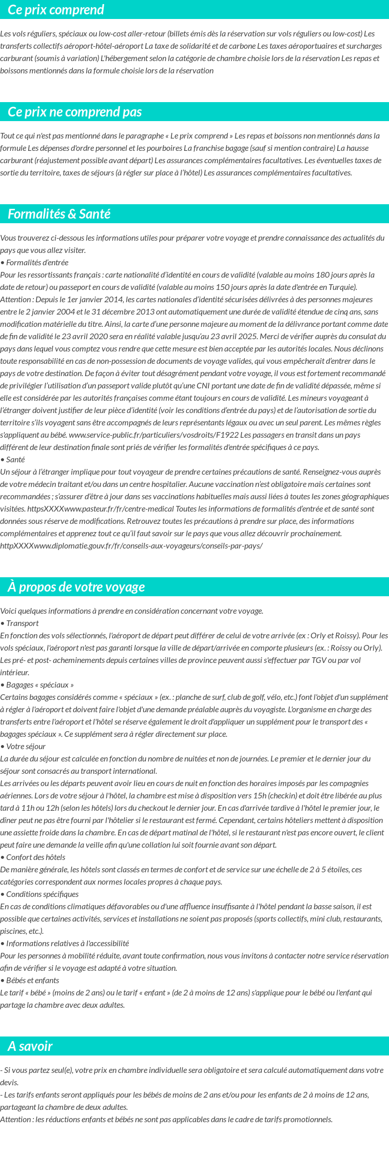 Conditions tarifaires