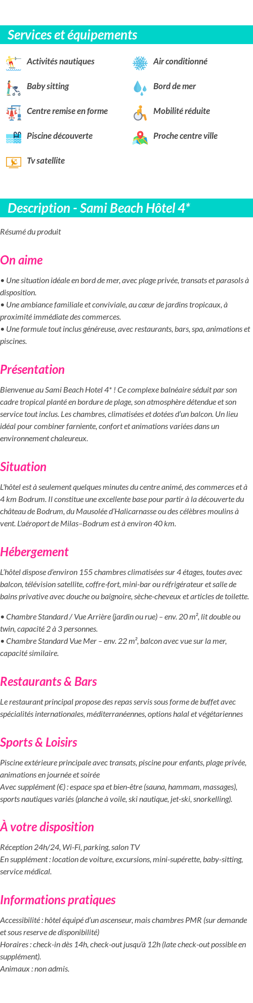 Détails du séjour