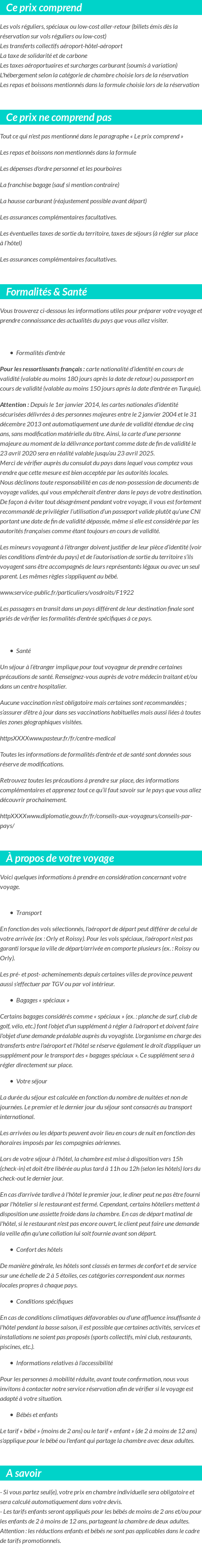 Conditions tarifaires