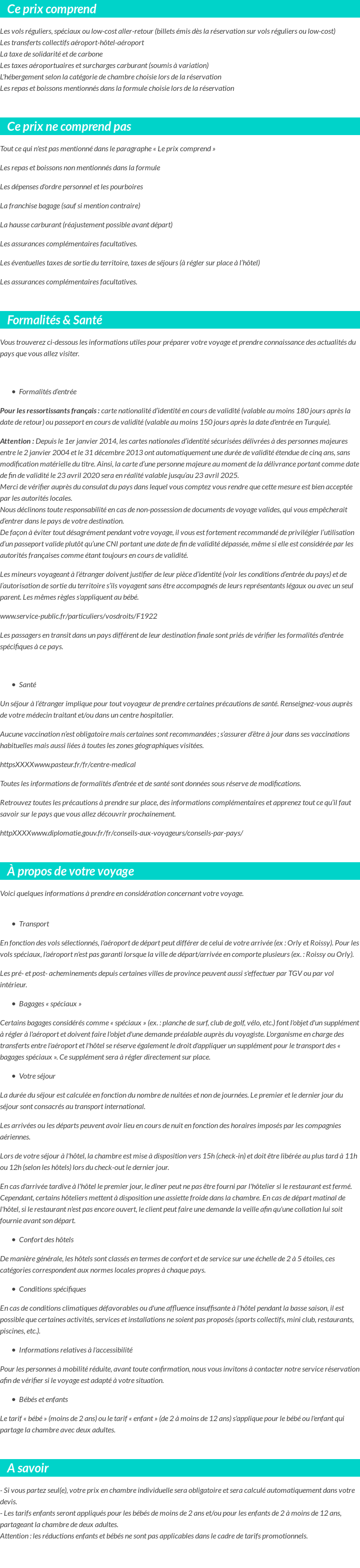 Conditions tarifaires