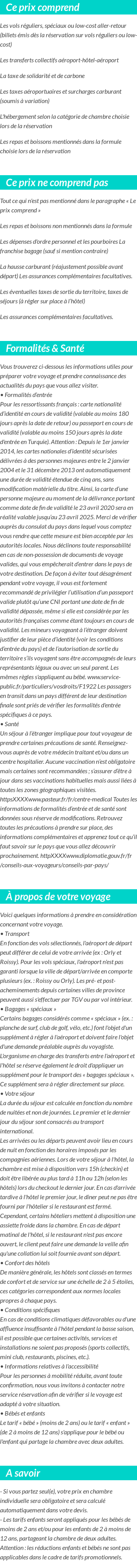 Conditions tarifaires
