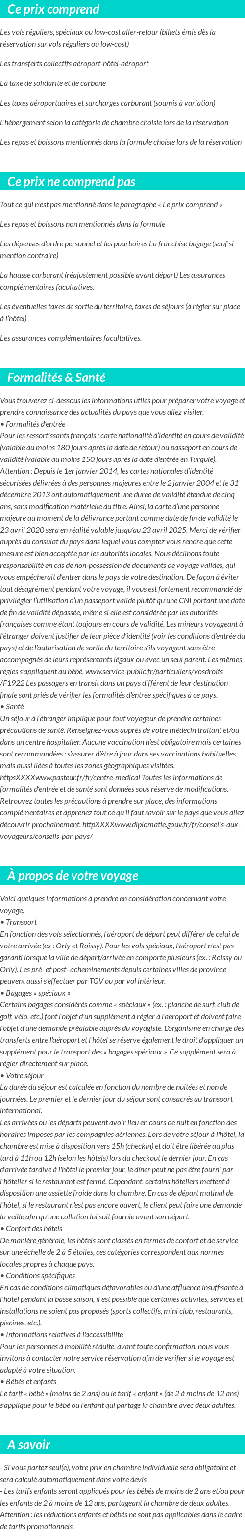 Conditions tarifaires