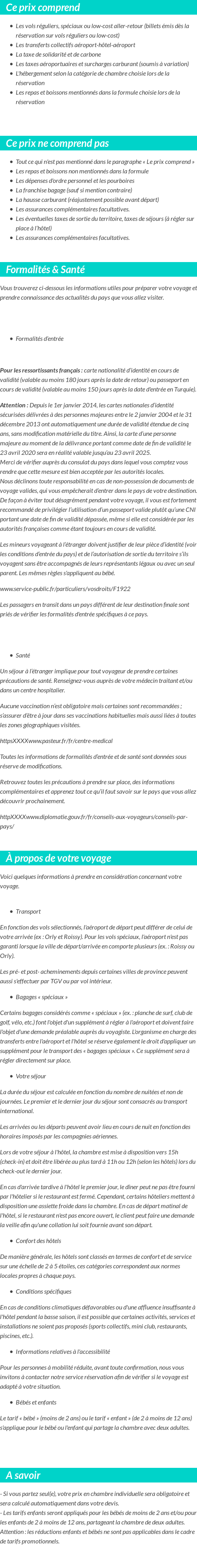 Conditions tarifaires
