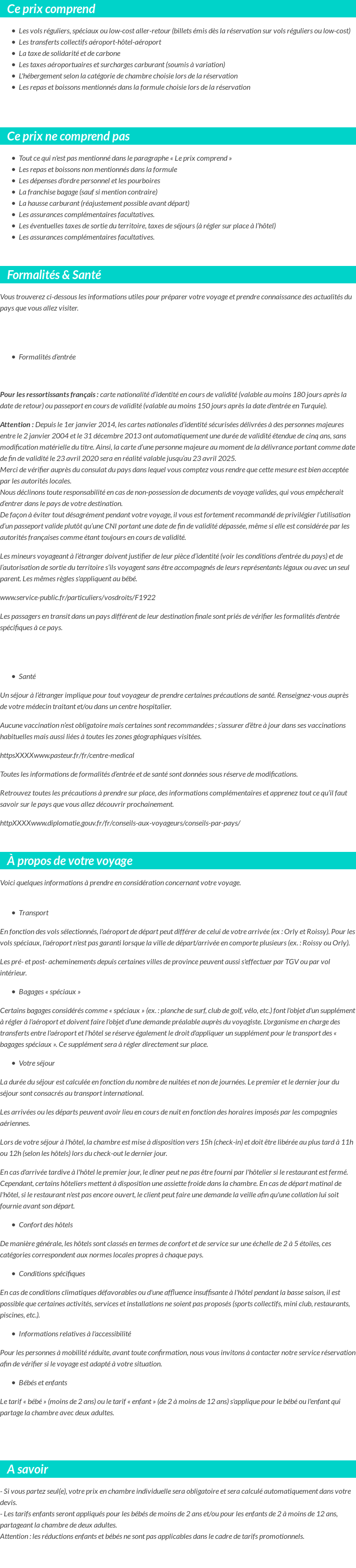 Conditions tarifaires
