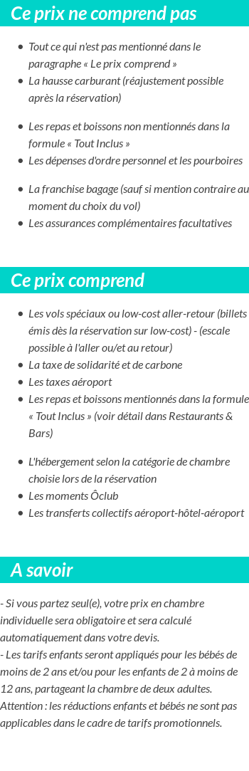 Conditions tarifaires