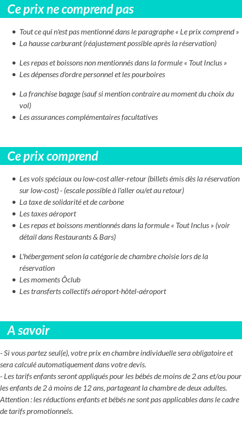 Conditions tarifaires