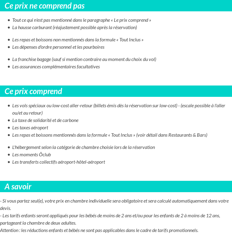 Conditions tarifaires