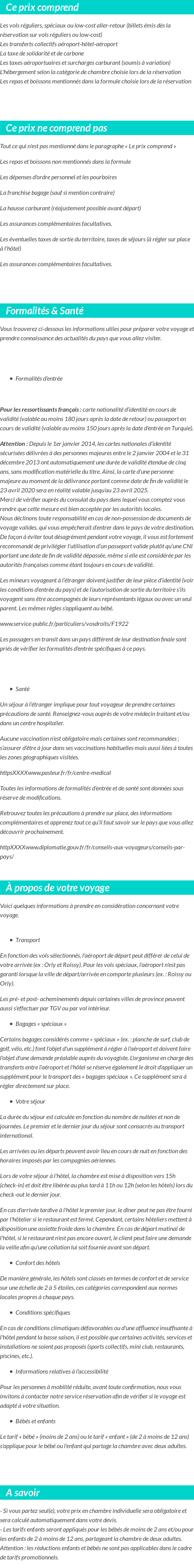 Conditions tarifaires