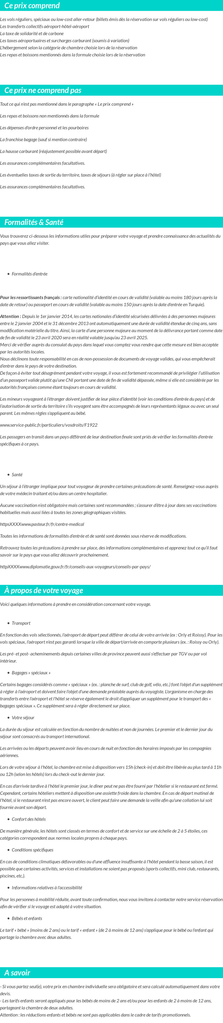 Conditions tarifaires