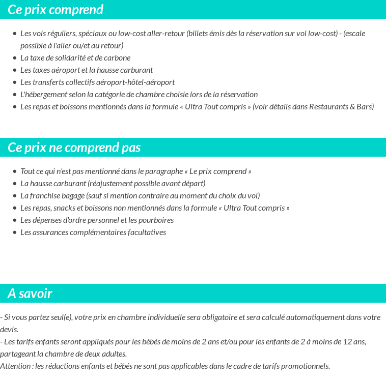 Conditions tarifaires