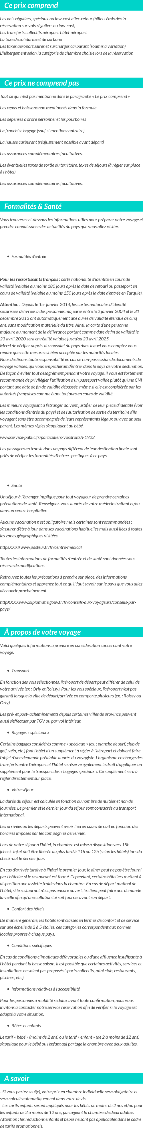 Conditions tarifaires
