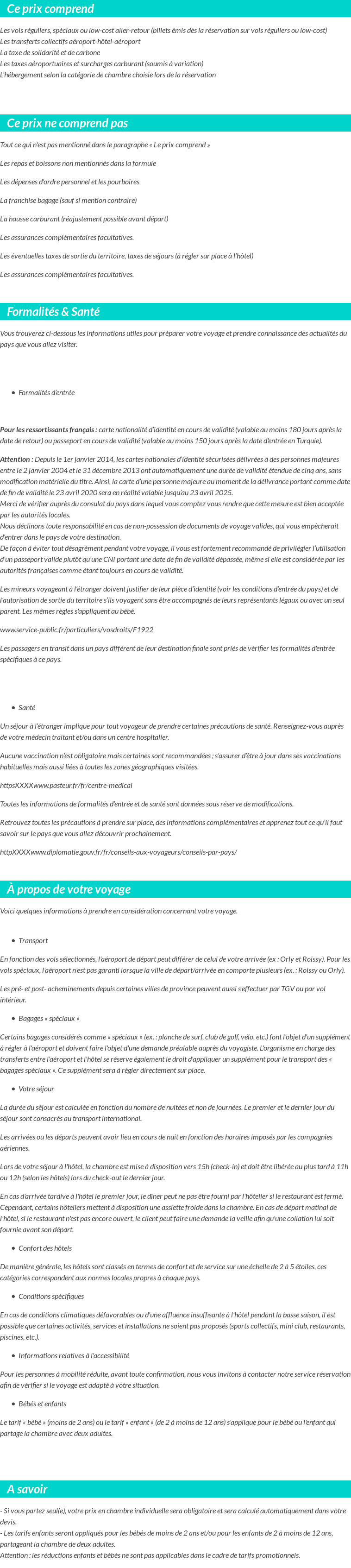 Conditions tarifaires