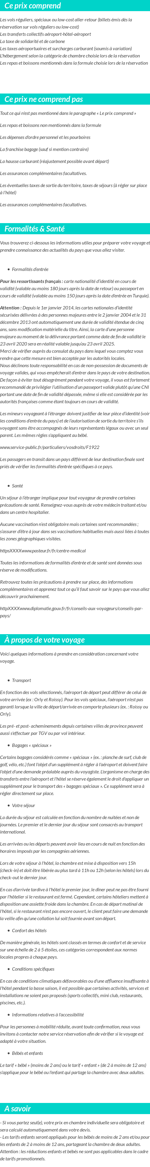 Conditions tarifaires
