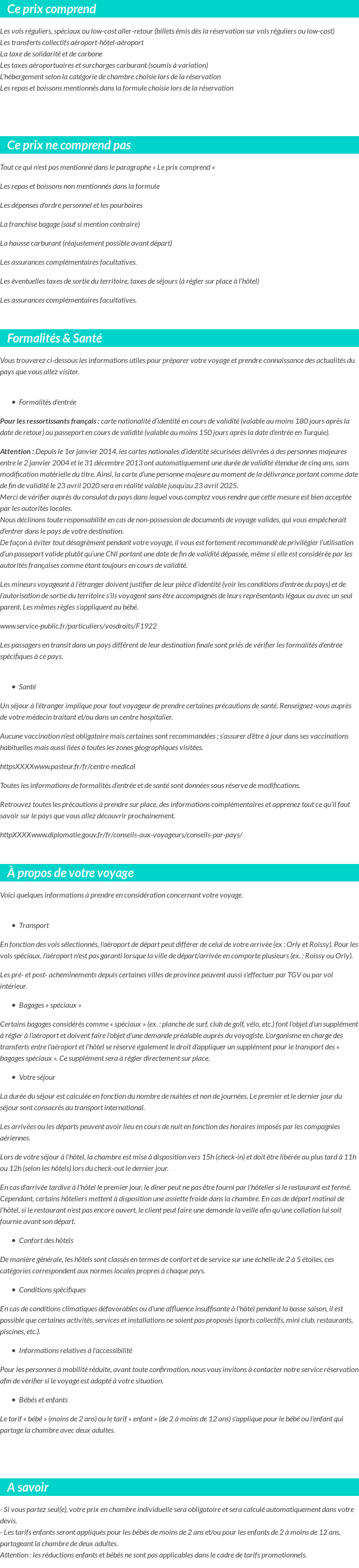Conditions tarifaires