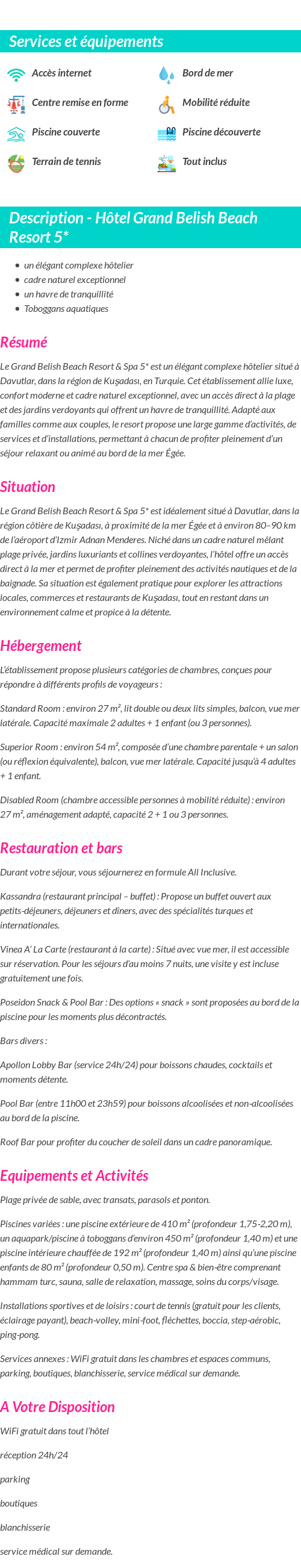 Détails du séjour