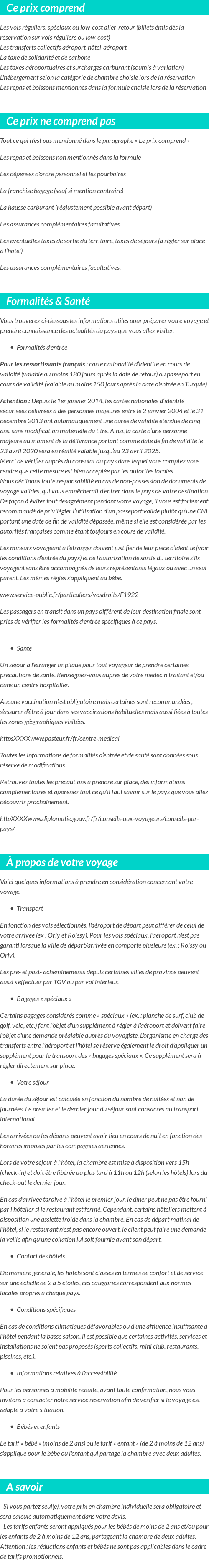 Conditions tarifaires