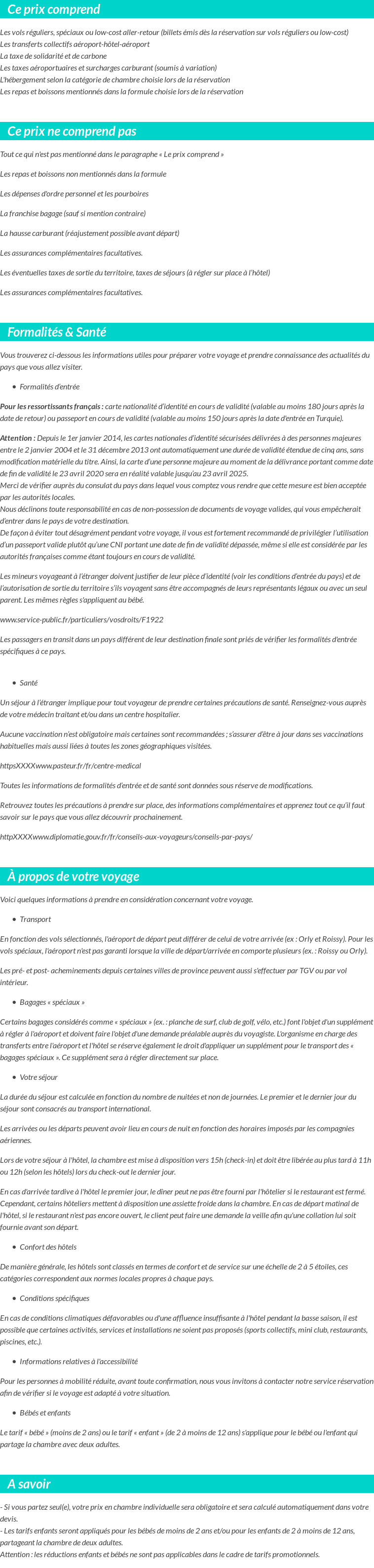 Conditions tarifaires