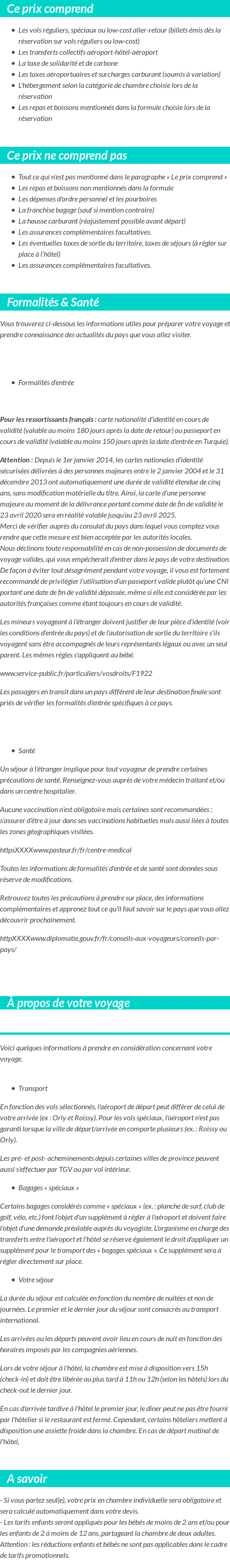 Conditions tarifaires