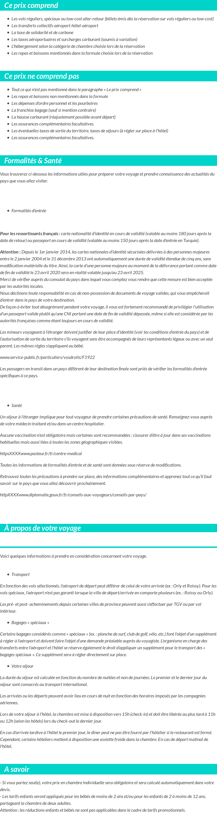 Conditions tarifaires