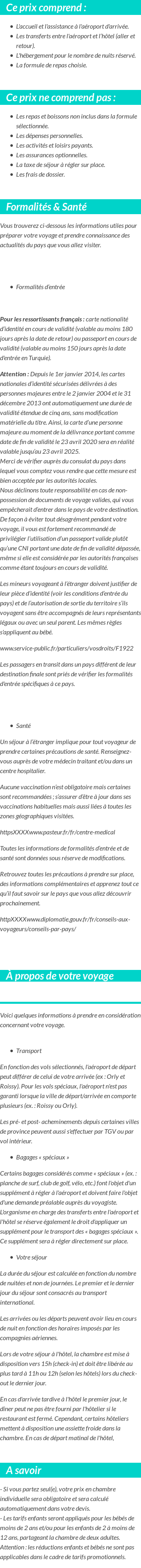 Conditions tarifaires