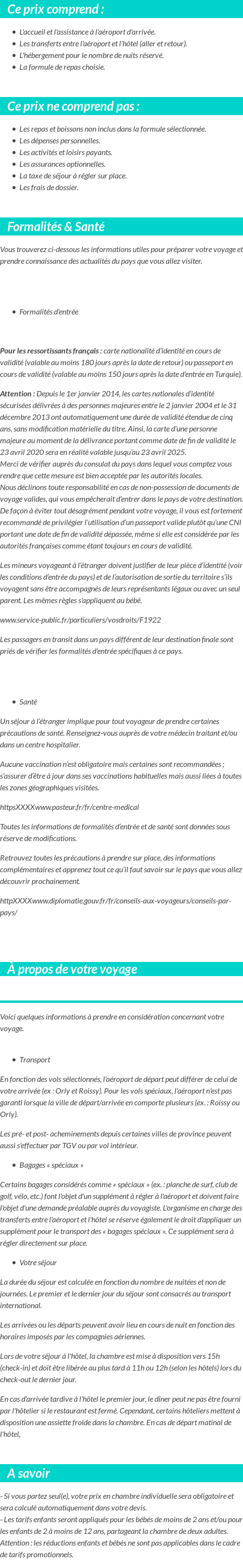 Conditions tarifaires