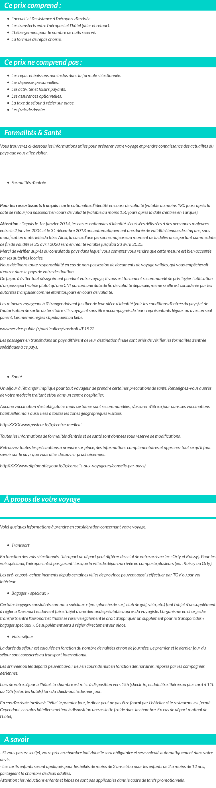Conditions tarifaires